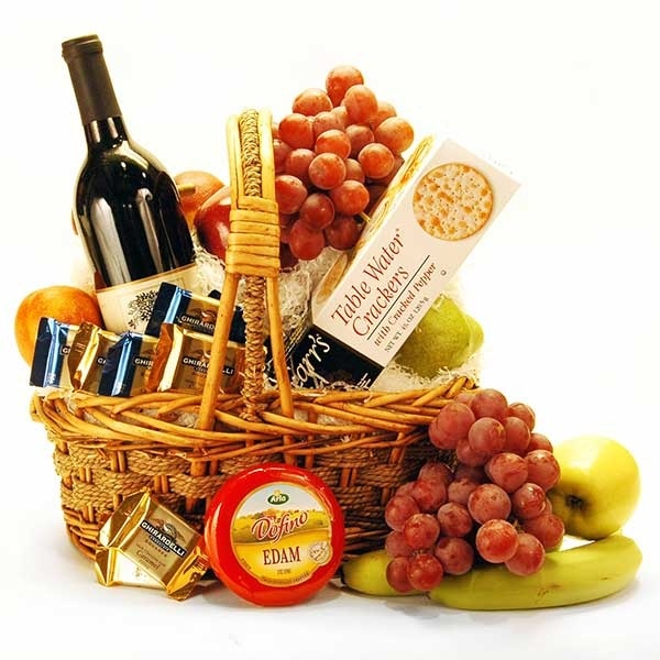 christmas gift basket ideas fruit wine cheese gourmet basket