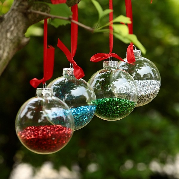 christmas party decoration glitter decoration glass balls shiny