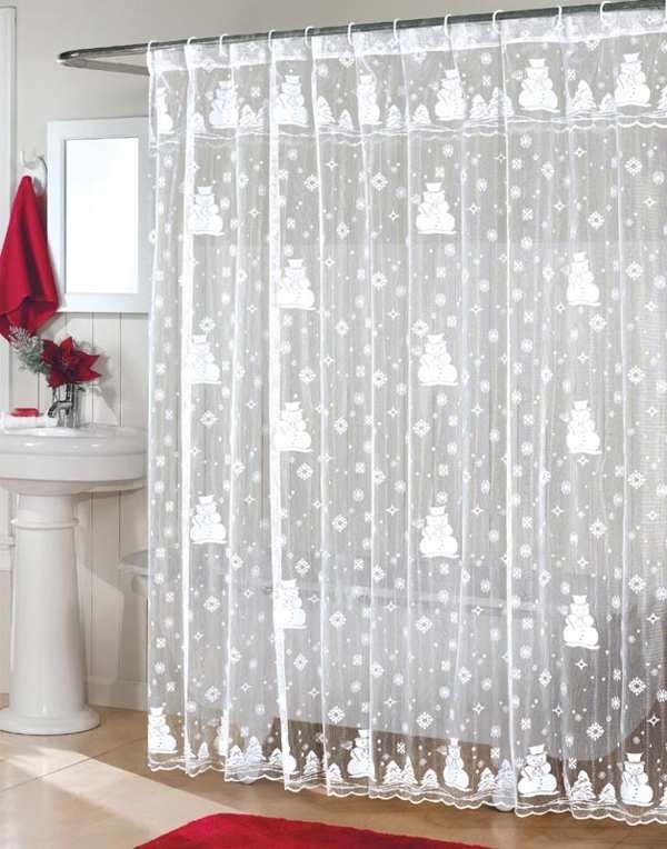 shower curtains and towels white curtain snowflakes christmas theme