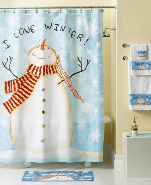 curtains smiling snowman snowflakes cute