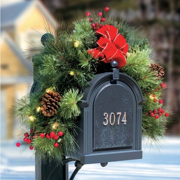 christmas yard decorations mailbox decoration ideas garland red bow