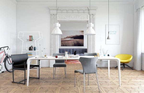 contemporary-dining-room-scandinavian-decor ideas white dining table 