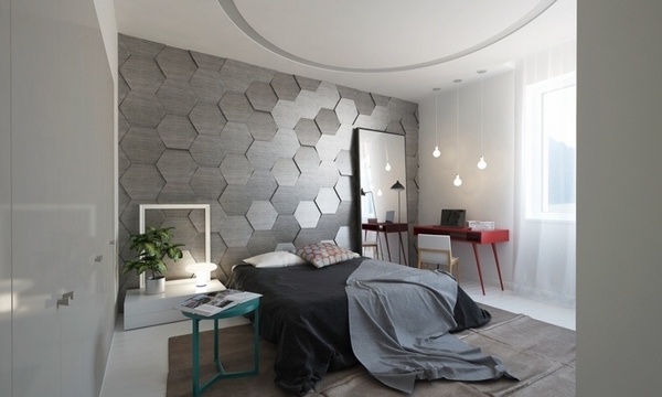 contemporary interior gray accent wall