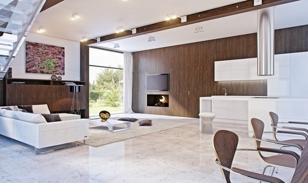  living interior design open plan marble flooring
