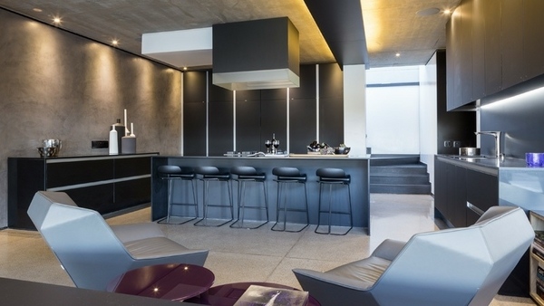 contemporary kitchen polished concrete flooring breakfast bar