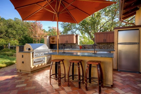 contemporary patio design flooring outdoor kitchen 