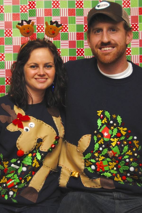 couples sweater trees reindeer