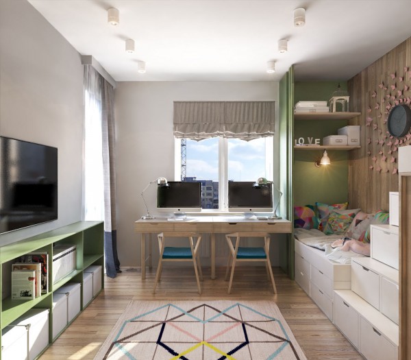 cute modern kids bedroom design neutral colors wood flooring