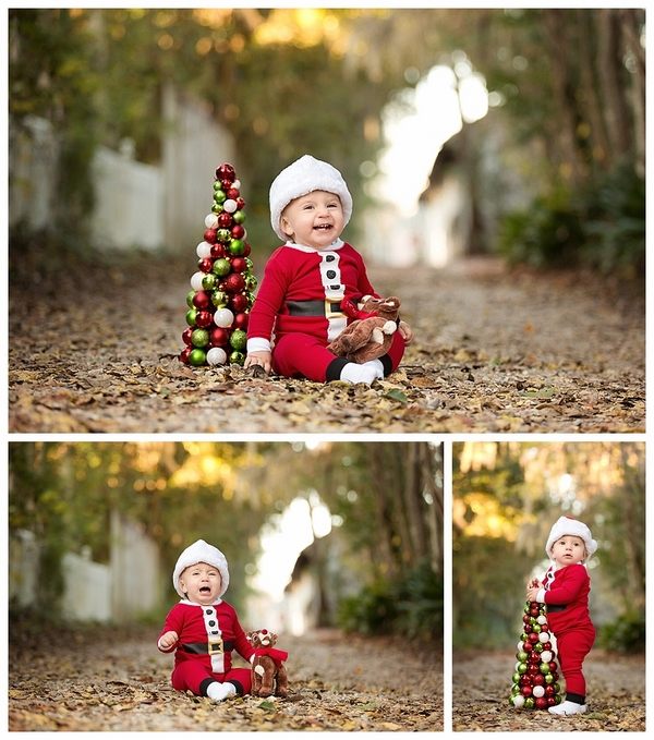 fascinating baby in santa costume