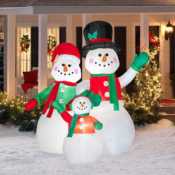 front yard holiday decor ideas inflatable snowmen