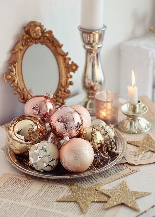 glamorous pastel christmas decor ideas vintage glass ornaments 