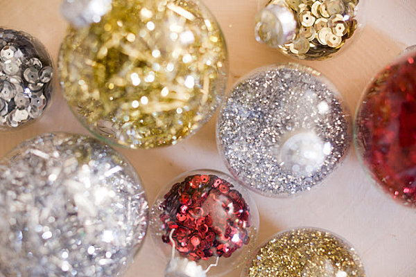 glitter Christmas ornaments ideas themes