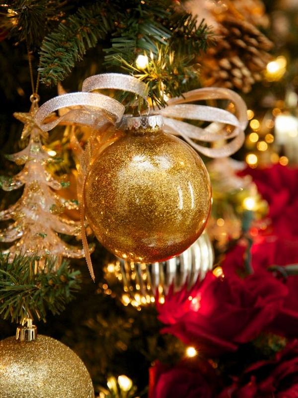 handmade christmas tree ornaments gold glass balls 