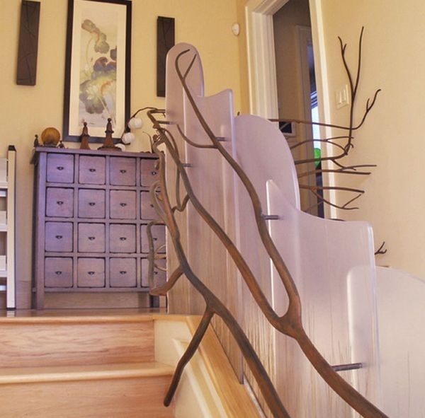 staircase design artistic banisters tree branch shape