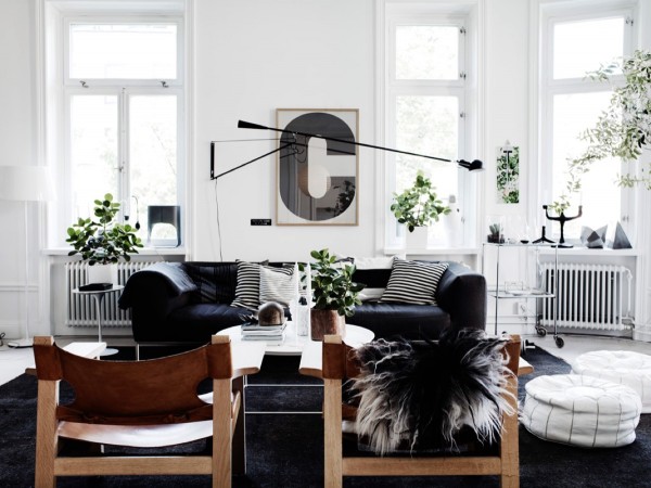 decor leather chairs black sofa
