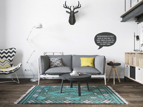 lsmall sofa chevron pattern chair wood floor green carpet
