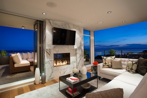 modern living room design fireplace decoration