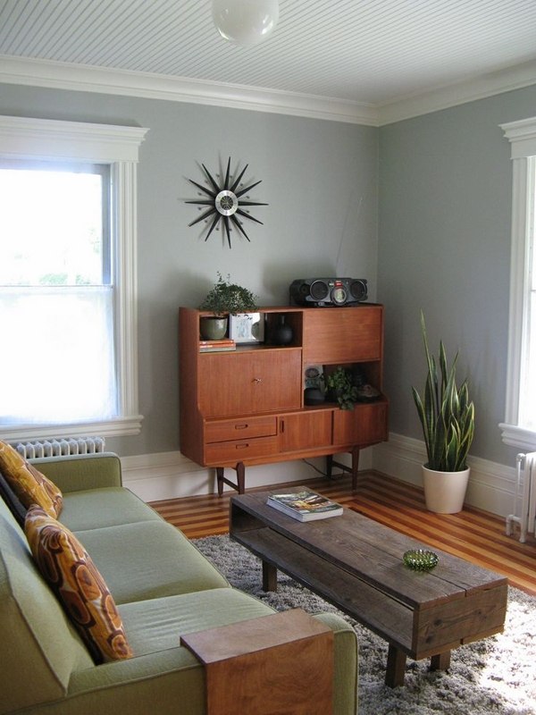 mid century modern decor living room wood furniture