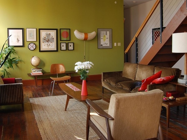 mid century modern decor ideas living room wooden coffee table