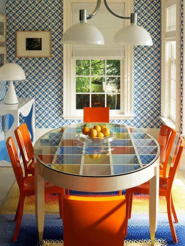 dining room decor ideas bold colors orange blue