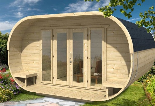 modern garden wooden shed oval design
