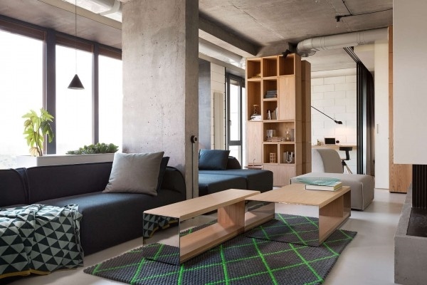 modern living room furniture deep sofa mirrored coffee table