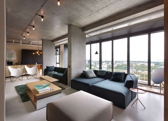 modern-loft-apartment-design-open-floor-plan-glass-wall