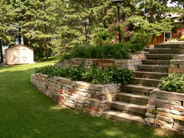 natural stone retaining design ideas garden landscape 