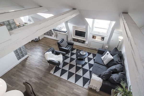scandinavian living room furniture oversized small coffee table geometric pattern rug
