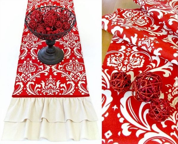  sewing table runner red white colors