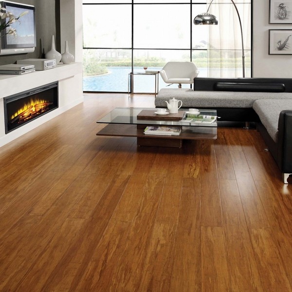 solid bamboo flooring contemporary living room 