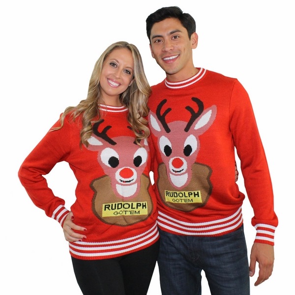 ugly christmas sweater ideas for couples DIY Rudolph