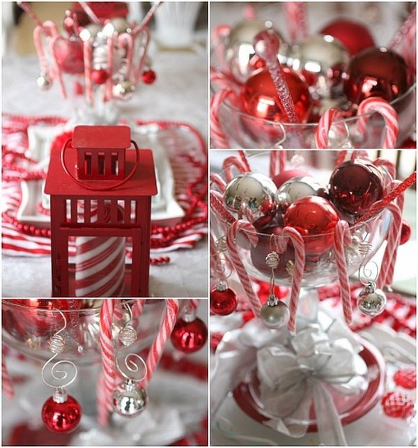 unique christmas red white colors theme party candy cane theme table