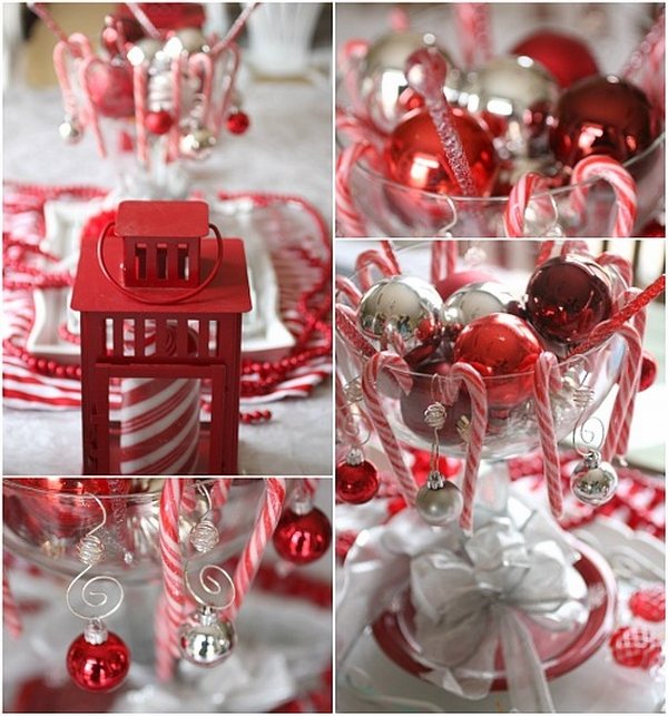 centerpieces with candy cane theme