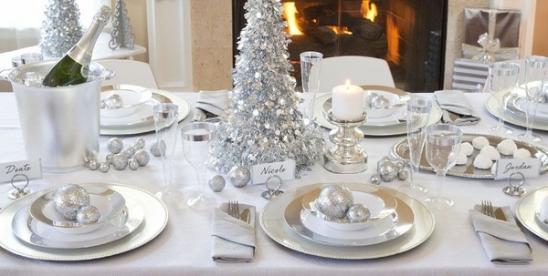 white christmas theme ideas table decorations
