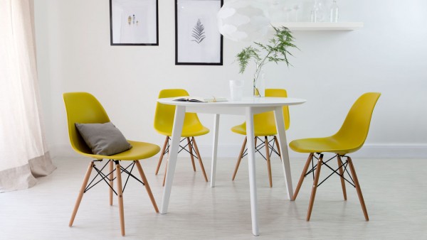 yellow chairs white table scandinavian decor dining room ideas