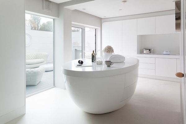 Contemporary kitchen island white minimalist design