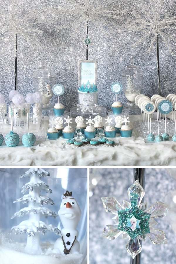 Frozen sweets buffet table decorations party for kids