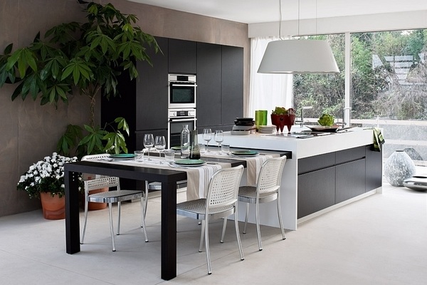 modern kitchen design ideas dining table and island