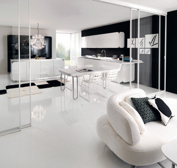 Luxury kitchens minimalist design ideas white kitchen black accent wall
