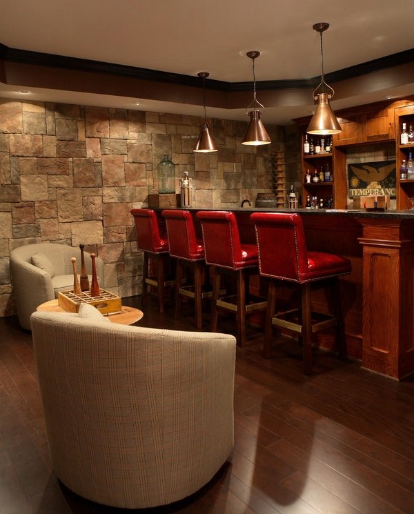 Man-cave-ideas-basement-remodel-ideas-home-bar-leather-stools-armchairss