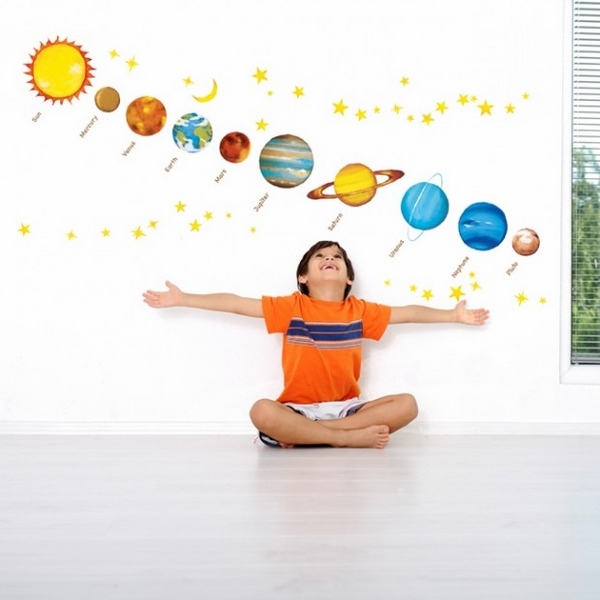 Nursery wall decor murals bedroom solar system