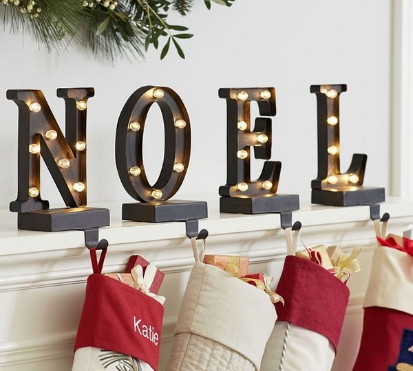 Pottery-barn-decorating-ideas-Christmas-home-decor-lit-stocking-holder-noel