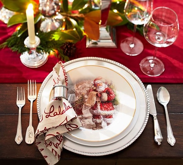 Pottery-barn-decorating-ideas-Christmas-table-santa-dinnerware
