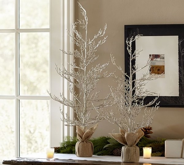 Pottery-barn-decorating-ideas-Christmas-tabletop trees glitter trees