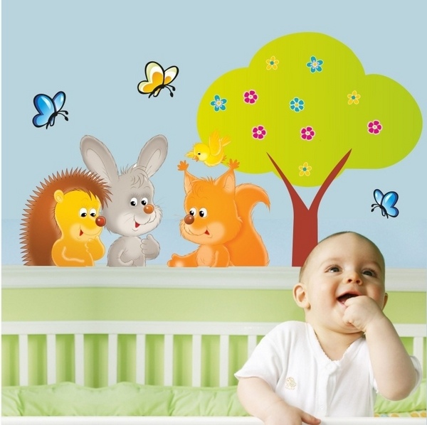 nursery decor cute animals tree forest