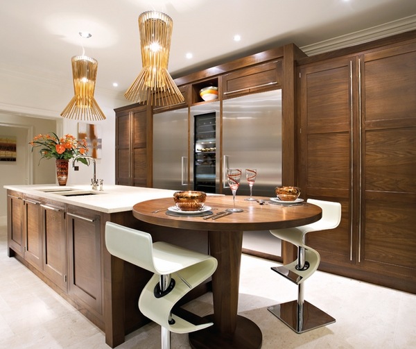amazing kitchens walnut kitchen cabinets round dining table modern lighting 