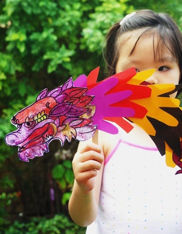 chinese new year craft dragon puppet design kids craft ideas