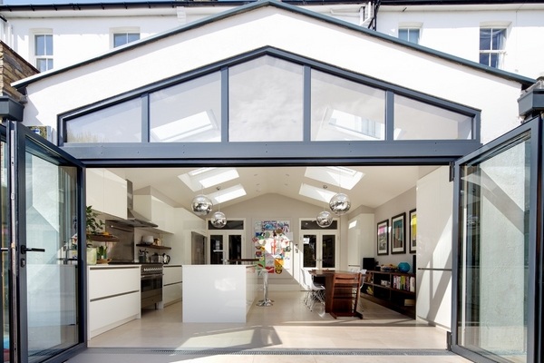 contemporary kitchen extension glazed doors white kitchen design
