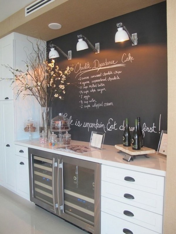 creative chalkboard white kitchen cabinets 
